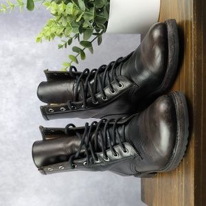 Black Leather Combat Boots